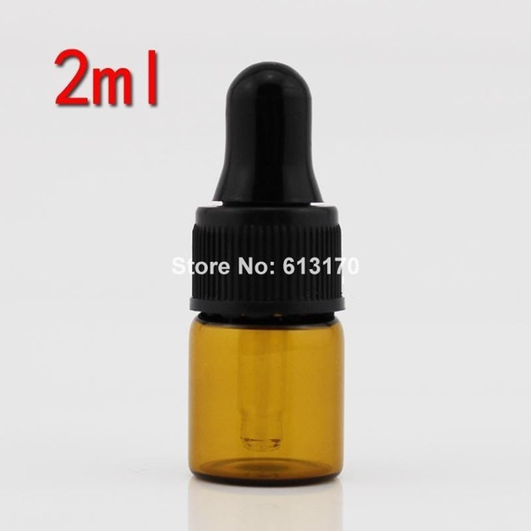 wholesale 2ml Amber glass bottles, Empty Essential oil bottle dropper bottles Mini Small sample vails Cosmetic Packing container