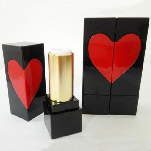 New Arrival Empty Lip balm Tube Lipstick bottle DIY Lip gloss Packing container Black and Red Heart Shape 12.1mm