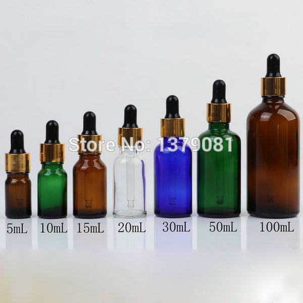 5ml,10ml,15ml,20ml,30ml,50ml,100ml Clear,Brown,Green,Blue Glass Bottles with Dropper Black Rubber DIY Sample Vial Essential Oil Bottle