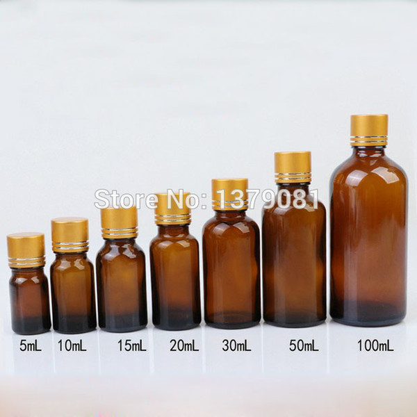 5ml,10ml,15ml,20ml,30ml,50ml,100ml Amber Glass Bottle With Gold Screw Cap Tangent Line,Essential Oil Bottle DIY Sample Vials