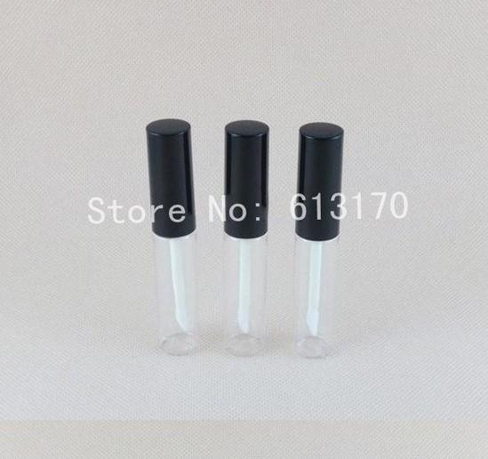 Free shipping 8ml Lip gloss tube Black cap with brush empty liquid lipgloss tubes mascara cream revitalash bottle