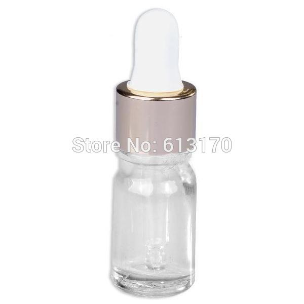 Free Shipping 5ML Clear Glass Bottles with dropper White Rubber Gold Collar 5CC Empty Essential Oil Bottle Mini Small Sample Vials