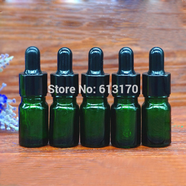 New arrival 5ml Green Glass Dropper bottle,5cc Empty Essential Oil bottle Small sample Vials Black rubber