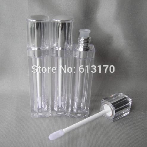 Free shipping 8ml lip gloss tubes with silver cap Double wall,Square Lip stick packing container,Empty DIY lip balm bottle