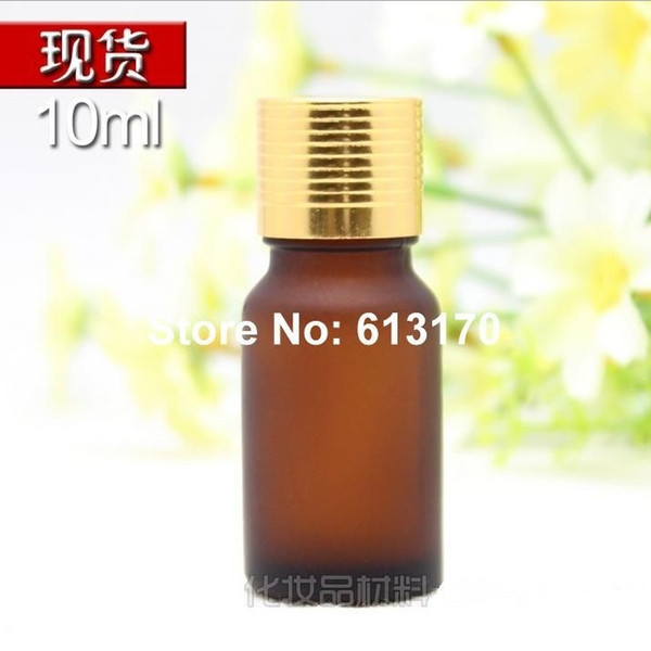 10ML 1/3OZ Empty Glass Bottles with Gold Screw Cap Frosted Amber Vials 10CC Essential Oil Bottles 30pcs/Lot