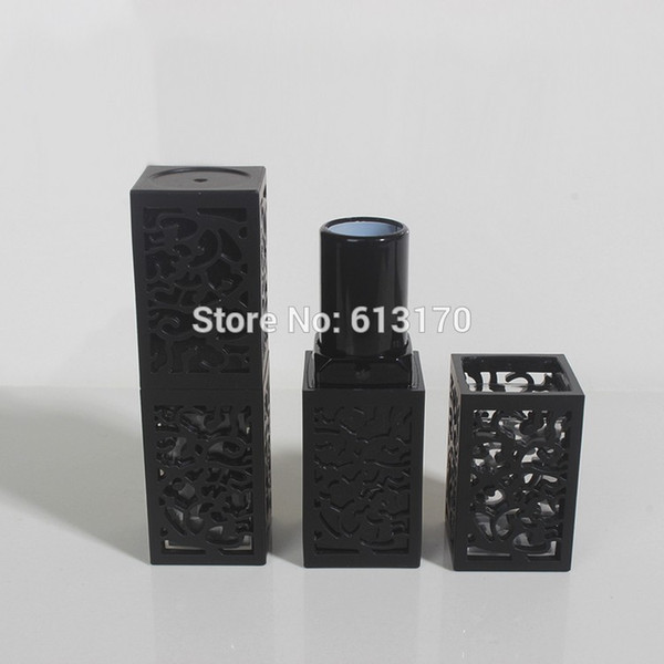 Empty Lipstick Tube, Black Hollow Style Lip Balm Bottle, Square Makeup Tool,High Grade Women Cosmetic DIY Container,50pcs/lot