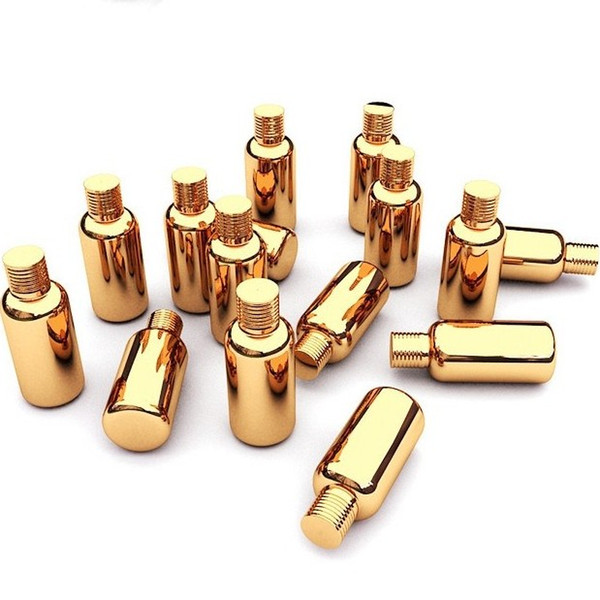 Free shipping 30ml 30cc 1OZ High Grade gold plated Capsule glass bottle empty diy pill vials screw lid essentical oil bottle