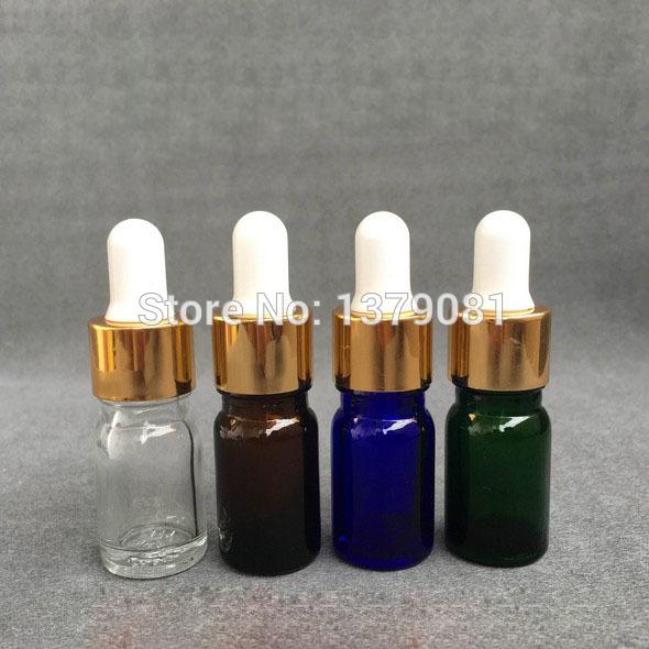 30ML Clear Glass Bottles With Dropper Blue 1OZ Mini Sample Vial Essential Oil Bottle Gold Collar,White Rubber Free shipping