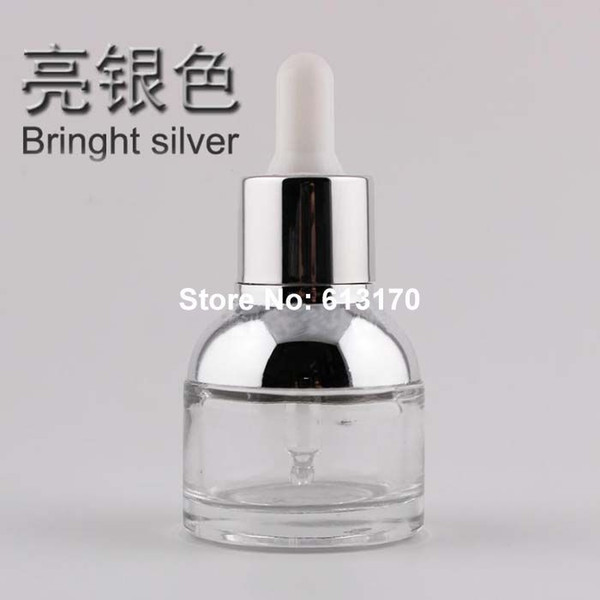 30ML 1OZ Pipette Dropper bottles Empty Clear Glass Essential Oil vials with Silver collar refillable Cosmetic packing Bottles