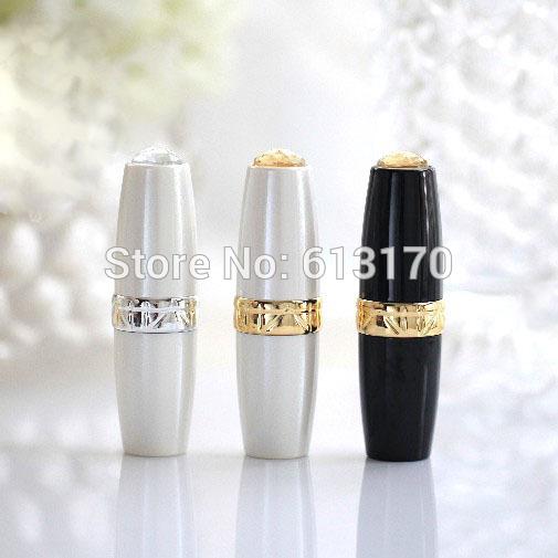 High quality 4g Empty lip balm tubes DIY lipstick lip gloss tube White Black with Gold silver color for women men Free shipping