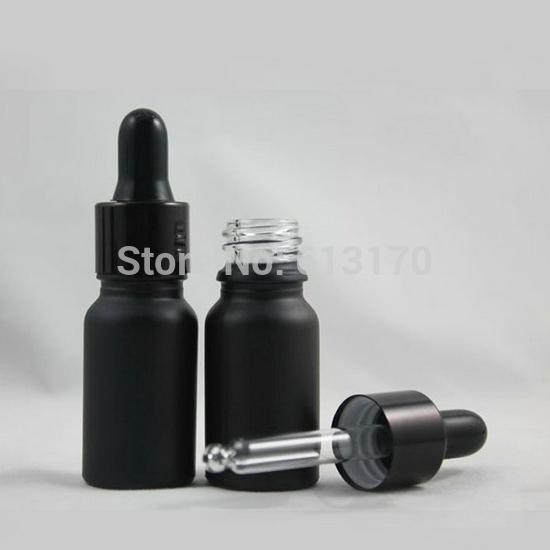 Free Shipping 10ML Black Glass dropper bottles, Empty essential oil Bottle Mini Small Sample Vials Black Rubber