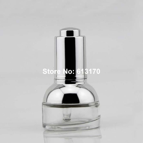 Wholesale 20ml Empty dropper bottles essential oil bottle, press droppers,empty glass vials with silver lid