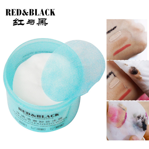 Red&Black 100pcs Face Makeup Remover Cleansing Wipes Eye Cream Cleaner Oil Cleansing Eyeshadow Wet Wipe Lip Clean Cotton Pads