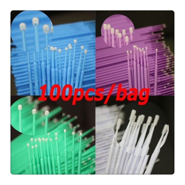 100 X Pcs Beauty Cotton Swab Dental Micro Brush Disposable Materials Tooth Applicators Medium Fine Applicator Brush Makeup Remover