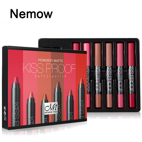 MENOW Brand Make up set 6 kiss proof Lipstick Pencil sharpener remover Cosmetic combination Waterproof Lip make up