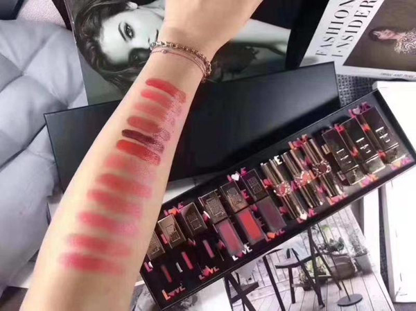 2018 Newest Famous brands! Round tube lipstick square tube lipstick matte lip glaze mirror lip glaze 12 color Lipstick Set