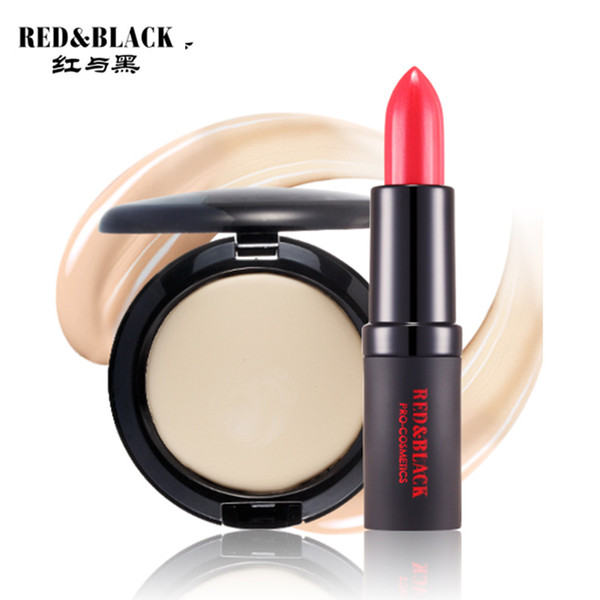 Red&Black Makeup Tool Kit 2PCS Cosmetics Including Coverage Foundation Concealer charming lipstick face makeup cosmetic set