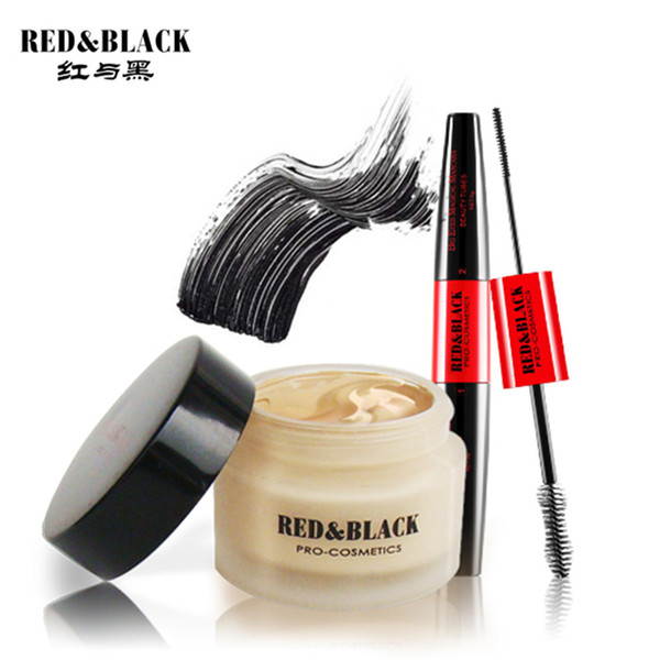 Red&Black Makeup Tool Kit 2PCS Cosmetics Including highlight Moisture Rich foundation big eyes mascara makeup cosmetic set