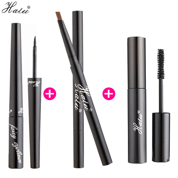 HaLu beauty eye makeup set durable waterproof eyebrow pencil eyeliner mascara set & kit for combination eye make up set kits Hot Sale