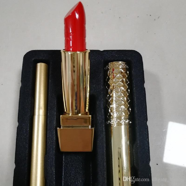 2019 Hot Sale Good Quality Famous Luxury Brand Makeup Set Kollection Lipstick Mascara Eyeliner Cosmetic 3 in 1 Kit Free Shipping