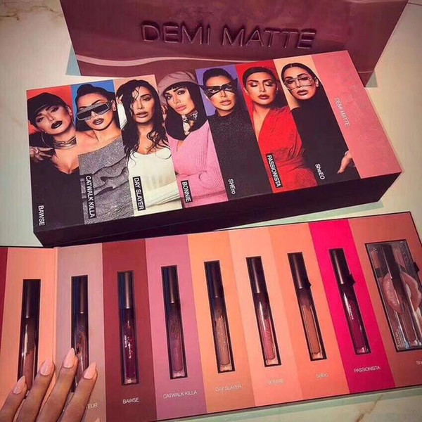 IN STOCK!!New Makeup Brand Beauty DEMI Matte Lipstick 15pcs/set Liquid matte 15colors Lip Gloss high quality Gift