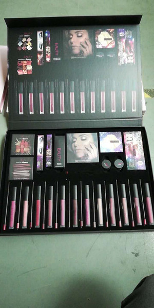 Hot Beauty Persistent Cosmetic Set Lip Countour 3D Highlither Liquid Foundation Liquid Matte Lipstick Eyeshadow Makeup set DHL Free Shipping