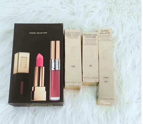 1set=3pcs ys Famouse brand full size Lipgloss +liquid lipstick+ lipstick travel selection gloss