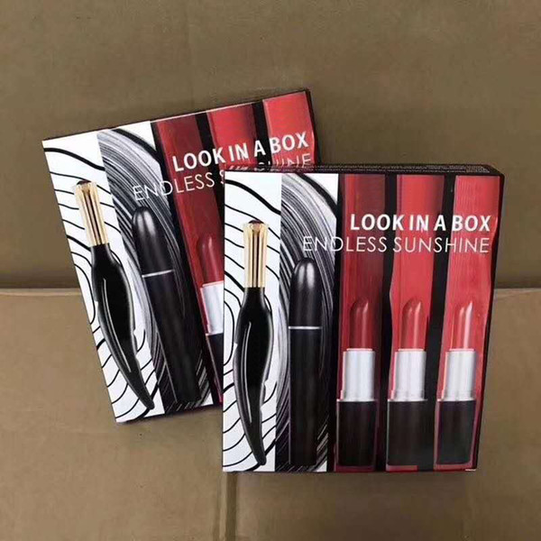 2019 M Look in A Box Endless Sunshine Makeup Set Eyeliner + Mascara + 3pcs Matte Lipstick 5 in1 Cosmetic Kit