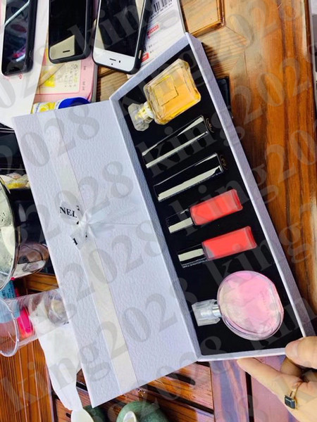 Perfume Lipgloss Makeup Sets 2pcs Perfume+ 4pcs Lipstick With Box 6 in 1 Set perfume 6pcs DHL Free Ship