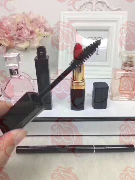 Newest famous Brand Makeup Sets 5pcs Perfume Lipstick Eyeliner Mascara 5 in 1 Cosmetic Kit With Box DHL Shipping