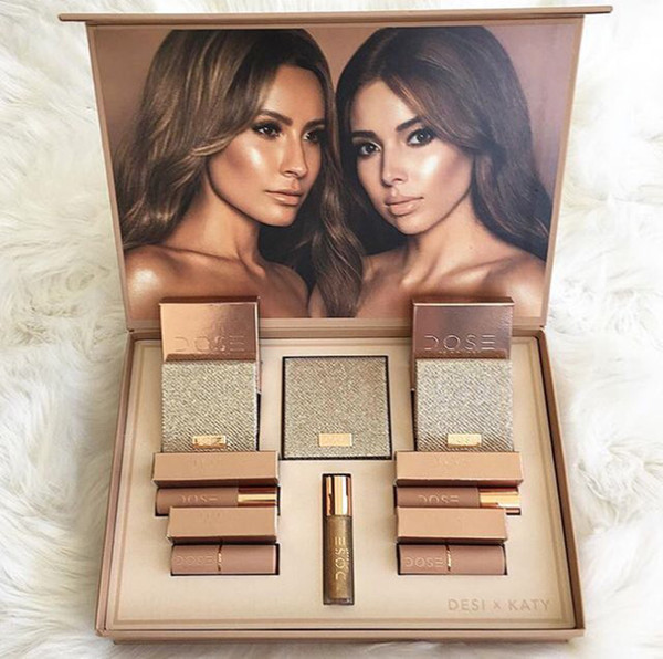 Dose of Colors Desi X Katy Makeup 3 in 1 Set with the Collection 4 colors Eyeshadow Highlighter Lipstick Lipgloss DHL Free 660202