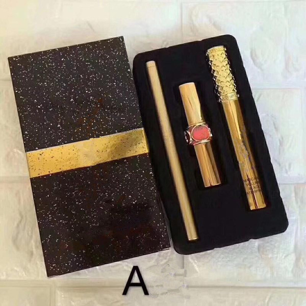 DHL freeshipping Hot New Brand Makeup Set 3pcs/Set Mascara Lipstick Eyeliner 3 in 1 SET 2 styles Set A/B Cosmetics