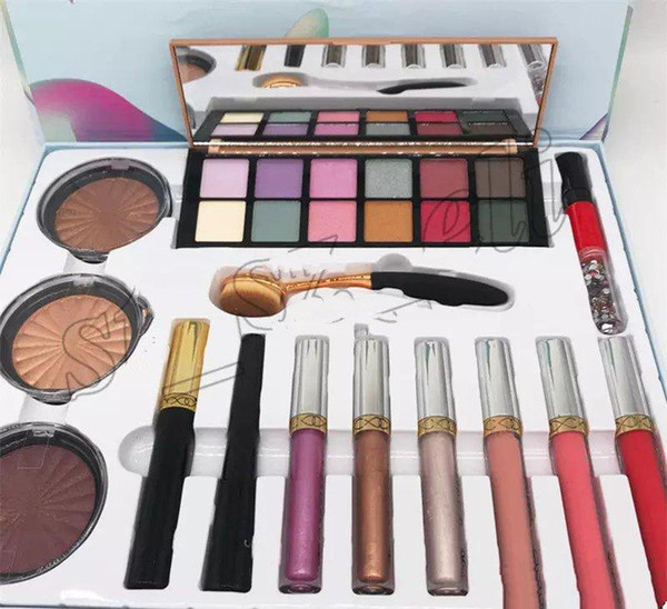New makeup set make up set 14 in 1 eyeshadow Lipstick Nail oil eyeshadow Brush highlighters Eyeliner Mascara 14in1 kit