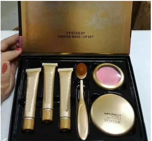 (in stock)hot Newest makeup set 6 in 1 cosmetic kit Concealer+powder+ blush+makeup brush with Gift Box DHL Free shipping +GIFT