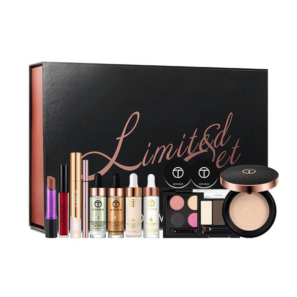 Makeup Kit 13-Piece Black Gold Series Gift Box Set Matte Lipstick Lip Gloss Concealer Highlights Eyeshadow Powder Cake Eyeliner