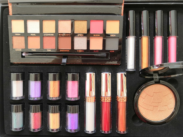 2018 Christmas Makeup Bundles Gift Box Eyeshadow Lipstick Metallic Liquid Loose Powder Matte Lip Gloss Highlighter