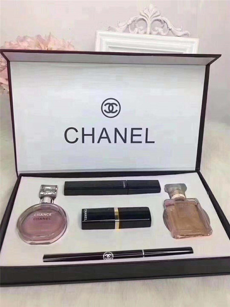 BEAUTY Luxury Brand makeup sets perfume lipstick eyeliner mascara 5 in 1 with box free shipping