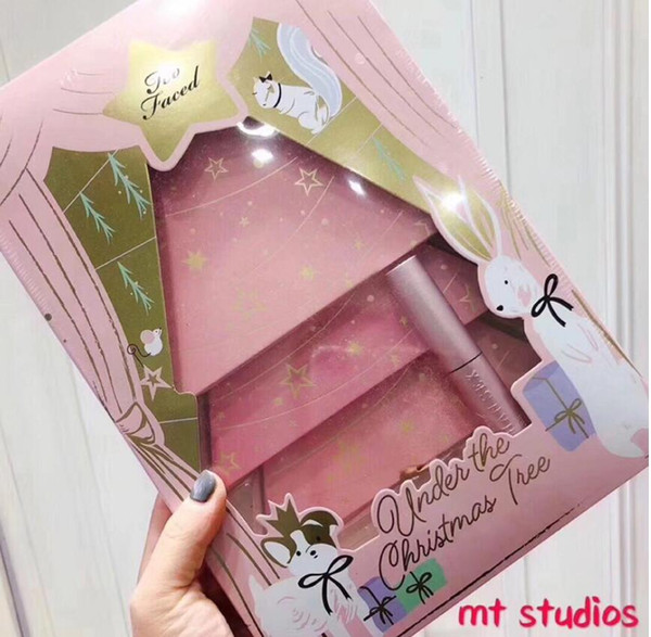 2018 New Faced Christmas set Under the Christmas Tree contains Two eyeshadow set and One blush set with better than sex mascara