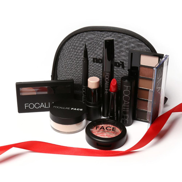 Wholesale-8 PCS make up set Eye shadow Lipstick highlighter powder blusher mascara eye liner beginner Must Have Make up Tool Kit A2