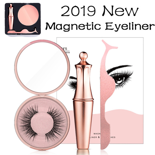 2019 New Hot Makeup Set Magnetic Liquid Eyeliner & Magnetic False Eyelashes & Tweezer Set Waterproof Long Lasting Eyeliner False Eyelashes