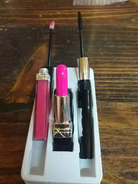DHL free High Quality Famous Luxury Brand Makeup Set Kollection Lipstick Mascara Lipgloss Cosmetic 3 in 1 Kit