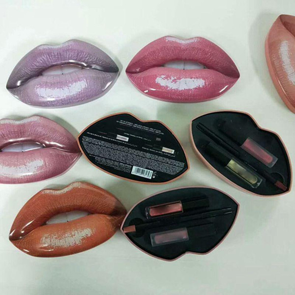 Beauty Lip Set Contour & Strobes Matte Liquid Lipstick kit Lip Gloss Set Gift Box Trophy Wife Muse Bombshelll Waterproof with iron box