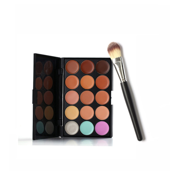 Wholesale-15 Colors Makeup Concealer Contour Palette + Makeup Brush maquillaje bilden trucco produits de beaute Kosmetika cosmetici OT19