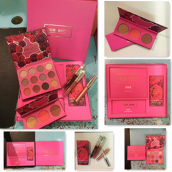 20set Newest Makeup Set ColourPop Fem Rosa Set 12 color Eye shadow +3 color Highlighter +3 color Matte lipstick in stock