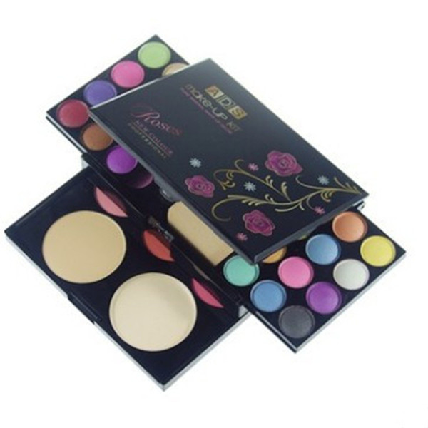 2019 Hot seller ADS Makeup Kit Eye Shadow Palette Blush Lip Gloss Face Powder 4 in 1 with Brushes Cosmetics Set DHL fast shipping