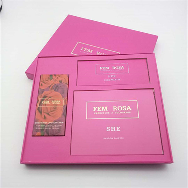 HOT Makeup Kit ColourPop Fem Rosa Set 12 color Eye shadow +3 color Highlighter +3 color Matte lipstick With Big Box Free Shipping B137