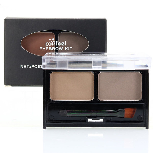 Popfeel Eyebrow 2 Color Enhancer Eye Brow Makeup Set Eyebrow Powder Eye Shadow Make Up Palette Set with Brush