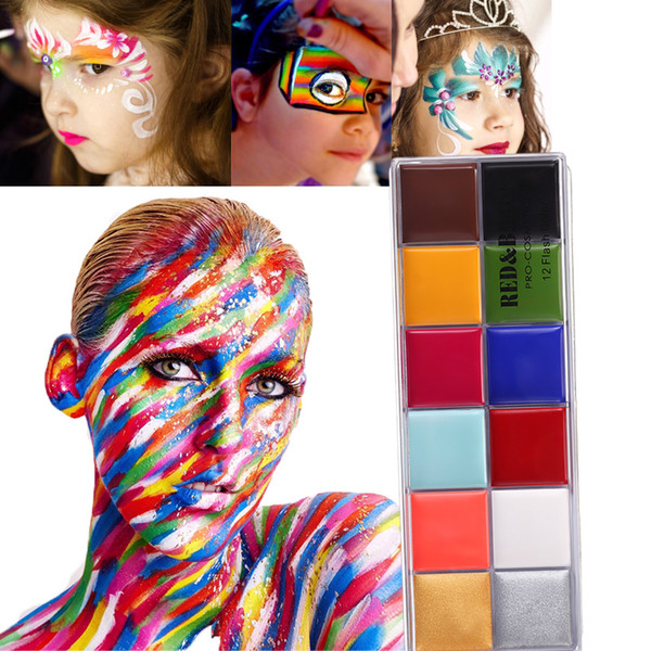 Red&Black Flash Tattoo Paint Oil Painting body painting play clown Halloween makeup face paint 12 Color Body&face painted Makeup
