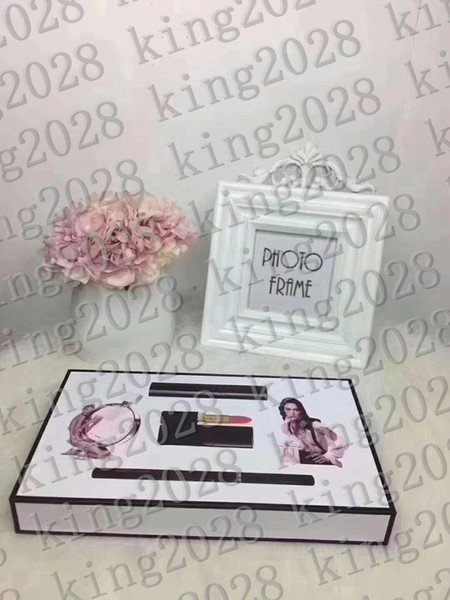 In Stock! 5PCS makeup set Kollection matte lipstick black mascara perfume eyeliner 5 in 1 cosmetic kit with Gift Box DHL free ship.