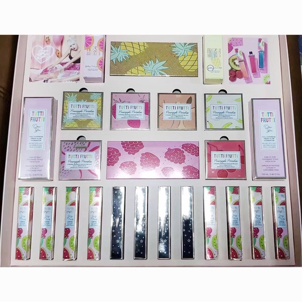 New face TUTTI FRUIT Makeup bundle 26 in 1 Kit Pineapple eyeshadow lip gloss liquid highlighter Fruit Cocktail blush powder 26pcs makeup set